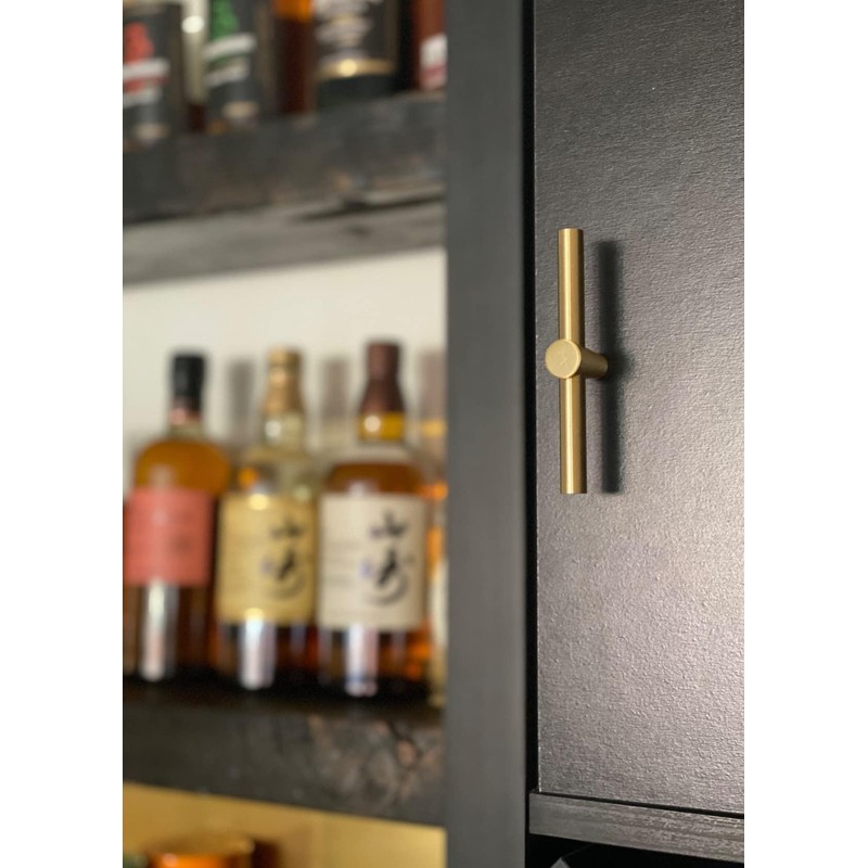 LBFEEL Brushed Brass Cabinet Knobs 4Pack Brass T Bar Cabinet