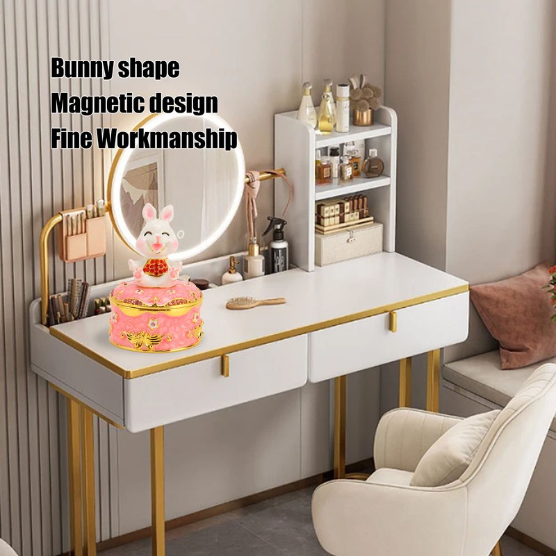 Trinket Box Bunny Shape Exquisite Cute Magnetic Design Jewelry Storage