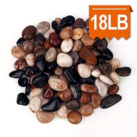 [18 Pounds] Aquarium Gravel River Rock, Natural Polished Decorative Gravel,Garden Outdoor Ornamental River Pebbles Rocks, Polished Gravel, Mixed Color Stones,for Landscaping, Vase Fillers (20)