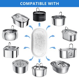 Cat Water Fountain Filters, 12 Pack Pet Replacement Filters with 12 Sponges for Stainless Steel 67oz/2L, 108oz/3.2L and 135oz/4.0L Faucet-Shaped Pet Water Fountain Dog Water Dispenser
