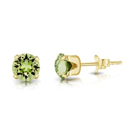 Peridot Earrings - Yellow Gold Plated Earrings 925 Sterling Silver- Light Green Earrings - Crystal Light Earrings - Yellow Gold Stud Earrings