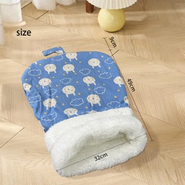 Roczential Cozy Warm Sleeping Bag for Cats Cozy Cat Winter Sleeping Bag 360 Degree Wrap Self Warming Plush Puppy Sleeping Nest (Blue)
