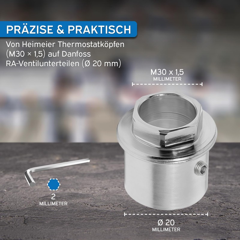 Adapter 9702-24.700 for Danfoss RA Valves - Suitable for Heimeier