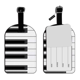 Richugui Music Piano Keys Faux Leather Suitcase Tags with Address Label,Travel Accessories with Address Tag,Luggage Tag,ID Tag-1pc