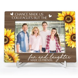 TIOFUNO Best Friends Picture Frame for Coworker, Sunflower Photo Frames, Thank You Gifts for Colleague, Wood 4x6 Picture Frame for Desk Display-A15