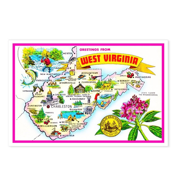 CafePress West Virginia Map Greetings Postcards (Package Of Postcards (Package