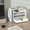 NiOffice Multi-Tier Wood Desk File Organizer with Side File Rack,