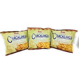 Oishi Ribbed Crackling in Old Fashioned, Salt & Vinegar Flavored, Net Wt 1.76oz (50g) 3 Pack