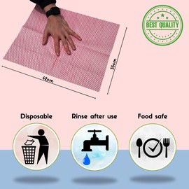 100pk HUGE 42x35cm All Purpose Cloths, J Cloths Style Disposable Cloths For Cleaning Bathroom Kitchen Surfaces & Window Wiping General Cleaning Cloths Lint Free Red