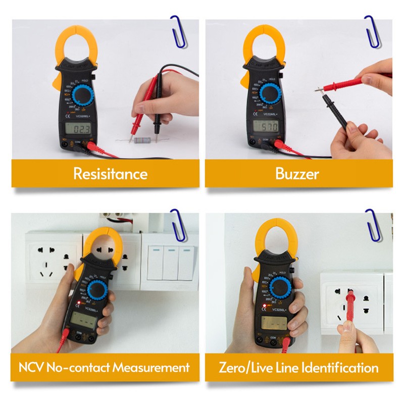 Digital Clamp Meter Multimeter Measures Resistance Alternating and Direct Current