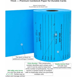 Tacticai 500 Raffle Tickets, Blue (3 Color Selection), Raffle Cards, Entry Form with Name, Phone, Email & Address for Events & Prizes