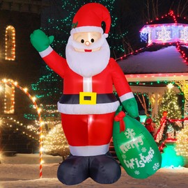Lumiwind 8FT Giant Christmas Inflatable Santa Claus with Gift Bag Decorations, Blow Up Yard Decoration with Built-in LED Lights Huge Xmas Indoor Outdoor/Outside Décor for Lawn Garden Holiday Party