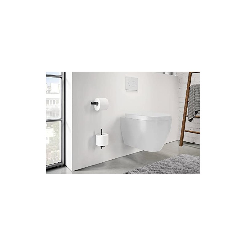 Zack CARVO Toilet Roll Holder, Metal, Black