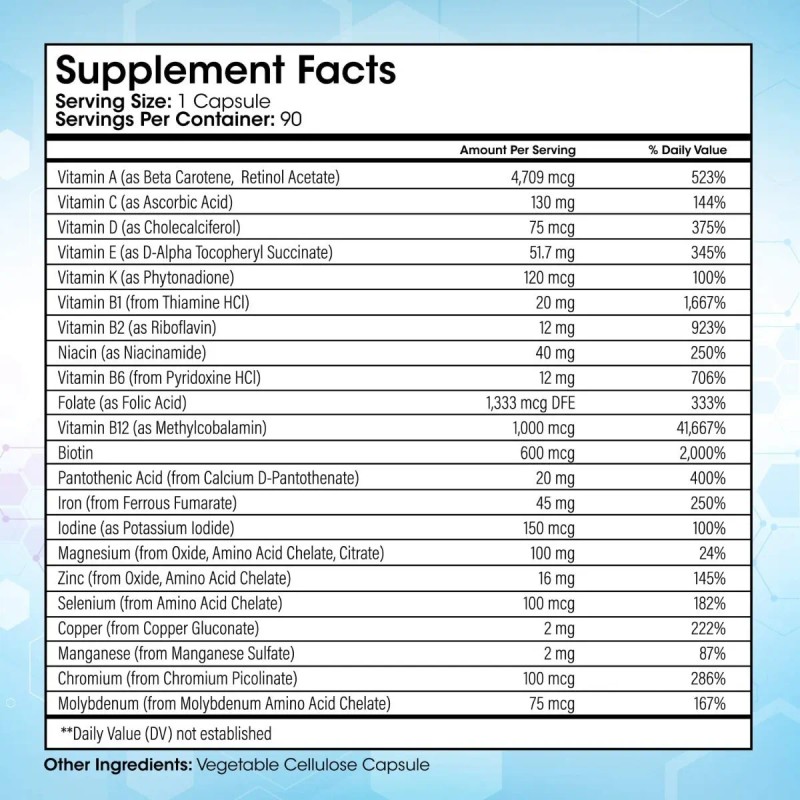 Multivitaminico Bariatrico Con Hierro 90 Capsulas Eg Jj25