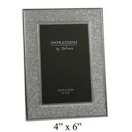 Sparkly Silver Glitter Impressions Picture Photo Frame 6" x 4"