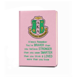JOHSBYD AKA Sorority Gift Leather Notebook for Women Girls Pink and Green Greek Sorority Journal Notebook Inspirational Birthday Christmas Gifts for Sister Friends (Alwats Remember)