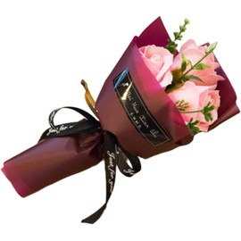 Light Pink 3 Heads Artificial Rose Bouquet Soap Flower Petals Valentine Day Gifts for Women Mom Wife Best Friend , Birthday Christmas Valentine's Mothers from Daughter Son Husband, Artificial Flowers