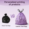 50-Pack 4 Gallon (15L) Drawstring Bin Liners | Colourful Lavender-Printed