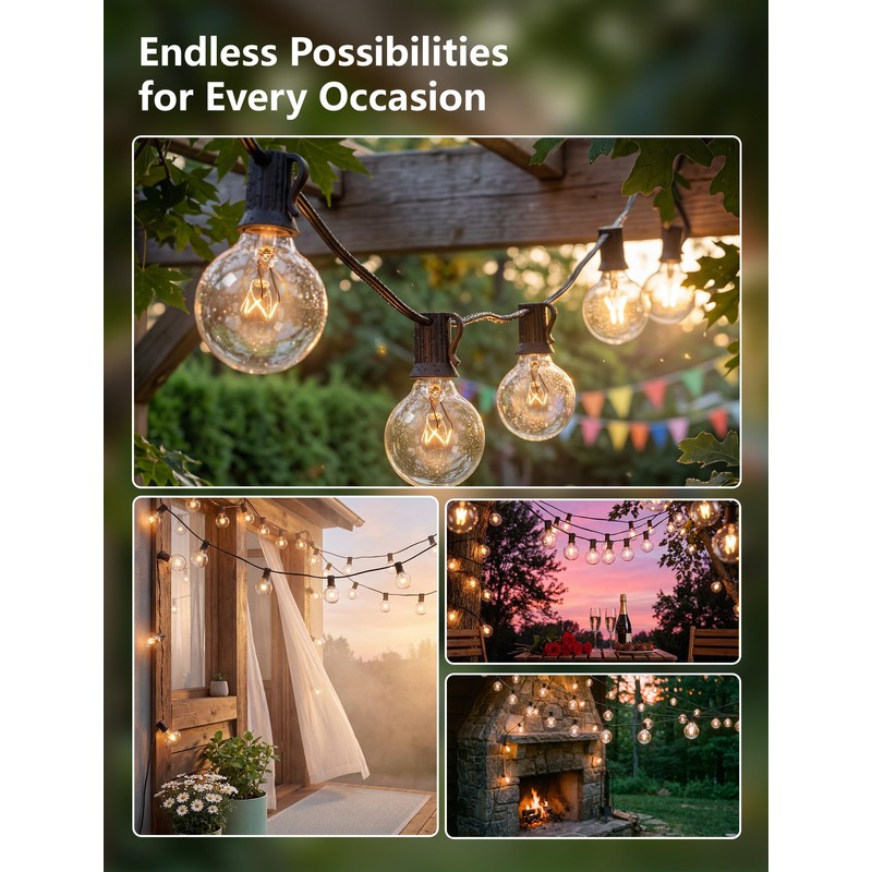 YIHKQDL 50 Pack G40 Replacement Bulbs for Outdoor String Lights,