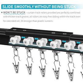 KOLAKO Ceiling Curtain Track, (3Ft-15Ft) Flexible Curtain Rails Ceiling Wall Mount Heavy Duty Black Sliding Aluminum Curtain Tracks System Drop Ceiling Track Set for Curtains, Room Divider, 5 Pack