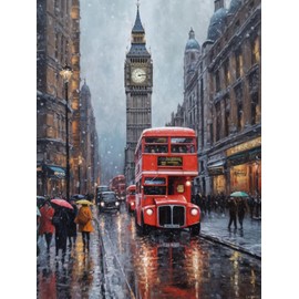 EATUKYIC London Street Diamond Art Painting Full Round Drill Embroidery Kit Cross Stitch Diamond Dots Kit Paint of Rhinestones for Gift Wall Decor 12x16inch