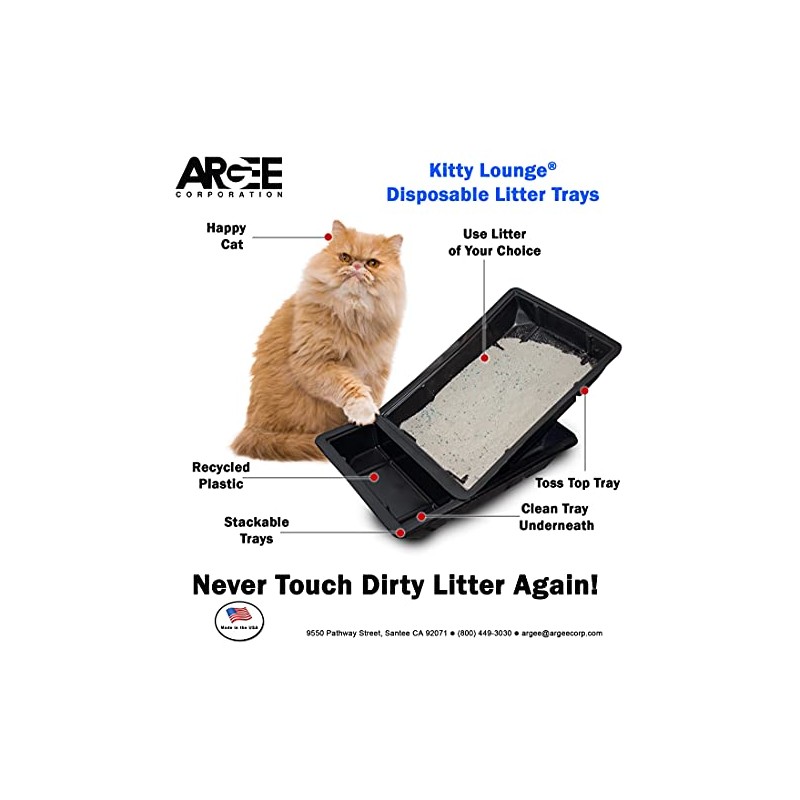 Kitty Lounge Disposable Litter Tray, Black, 25-Pack- Argee RG606/25