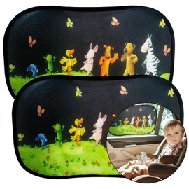 Pack of 2 Sun Protection Car Baby Sun Protection Car Children Car Sun Shade Baby Sun Visor Car Cute Animal Print Child Safe in Car Window