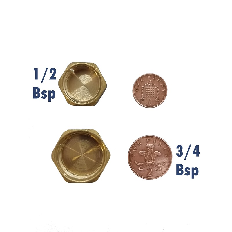 Compression Washing Machine 3/4" Brass Blanking Nut Cap - Pack