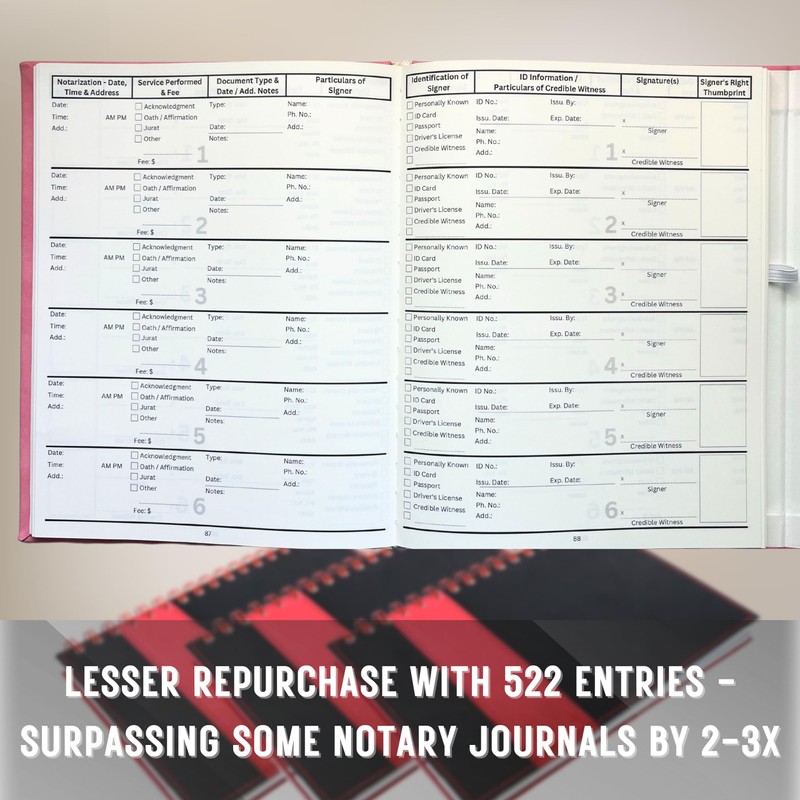 JC Classics Notary Journal Log Book Hardcover with Privacy Guard