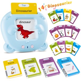 German, Talking Flash Cards, Educational Toy for Toddlers, 1-6 Years Old, 112 Sheets, 224 Words, Audible Educational Toy, Interactive Toy for Boys and Girls, Blua