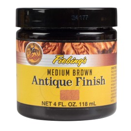 Fiebing's Antique Finish (4 oz) - Two-Toned Effect Emphasizes Leathercraft Embossing - Antiquing & Restoration Paste for Contrasted Accent Finish on Leather Boot, Shoe, Purse, Belt (Medium Brown)