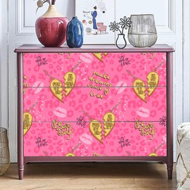 Pink Wallpaper Peel and Stick Modern Self-Adhesive Removable Contact Paper for Girls Women Bedroom Inspirational Leopard Print Art Mural Affirmation Sticker Vinyl Film for Living Room Bathroom Cabinet