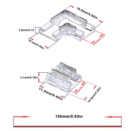 BENLUN 2PIN 8mm LED Strip Connector Kit 8pcs Gapless and 8pcs L-Shaped Connector for Solderless Single Color SMD COB LED Lights Strip Corner or Extended Connection