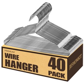 Wire Hangers,Heavy Duty Clothes Hanger,Silver Metal Hangers,Stainless Steel Coat Hanger with Non Slip Notch,Ultra Thin Space Saving Wire Hanger 16.5 Inch (40Pack)
