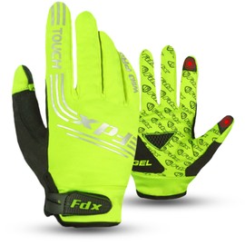 FDX Full Finger Winter Cycling Gloves, Thermal Warm, Water Resistant, Windproof, Anti-Shocking Gel Padded Palms, Touchscreen, Breathable, Anti-Slip Men Women, Racing, MTB, Riding, Running(Yellow M)