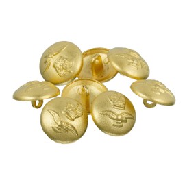 Mibo 8pcs Zinc Die Cast Shank Button - Military Crown and Eagle Emblem - 32L(20mm) - Matte Gold