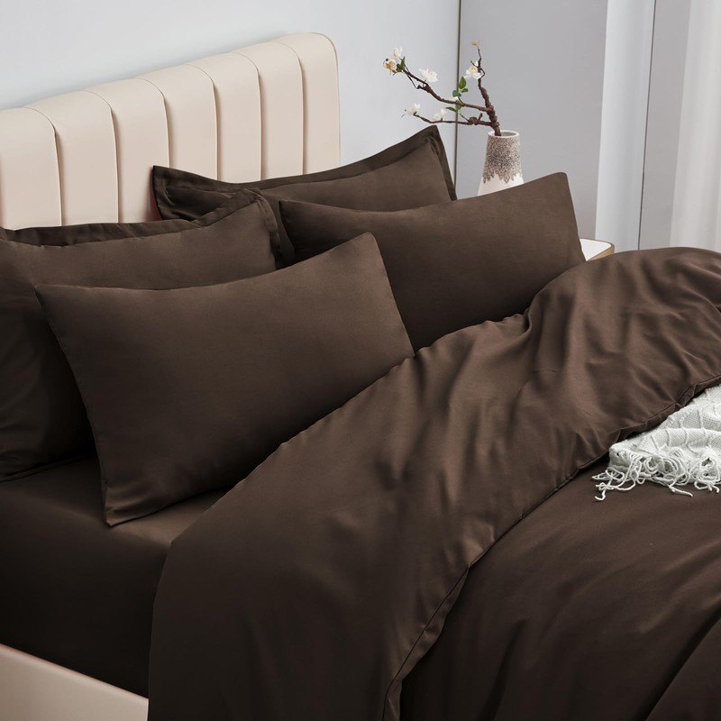 Aisbo Double Duvet Covers Set Brown - 3Pcs Bedding Set