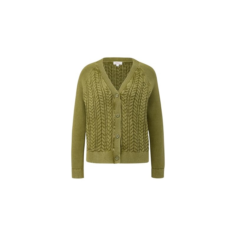 s.Oliver Women's Cable Knit Cardigan, 7774 Green