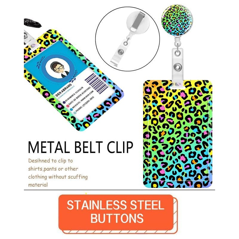ID Badge Holder with Retractable Lanyard and Keychain, Badge Reel
