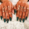 TWINKLEDE Boho Stackable Rings 17Pcs Rhinestone Finger Rings Gold Crystal
