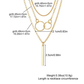 QINHE 3 Layer Snake Chain Necklace for Women - Stackable Geometric Alloy Choker, Adjustable Layered Necklace Set, Minimalist Gold Layering Jewelry