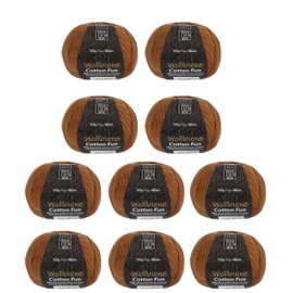 Wollbiene Cotton Fun Knitting Wool 55% Cotton - Various Colours Selection, Yarn, Amigurumi Jeans 10 x 50 g (09 Light Brown)