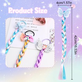 Pack of 6 Hair Strands Colourful Hair Extensions Braided Coloured Braids Hair Synthetic Hairpiece Hair Clips Girls with Elastic Rope Band for Children Girls