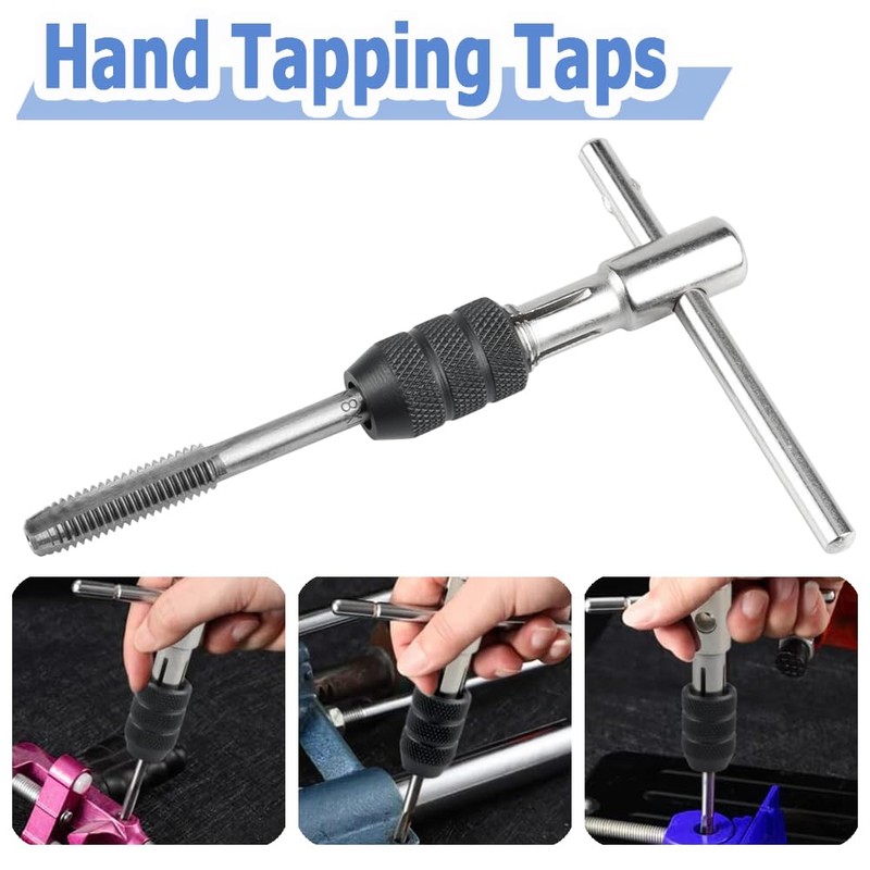 Mesee 6 Pieces Tap Wrench Tool Set, Adjustable T-Handle Ratchet