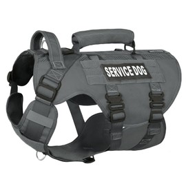 DNALLRINO Service Dog Vest for Large Dog, Military Mesh Breathable Lift Harness with Molle Vest with 39g Metal Buckle for Training Hiking Walking