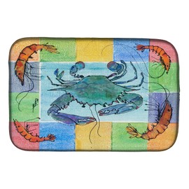 Caroline's Treasures 8040DDM Crab Dish Drying Mat Absorbent Dish Drying Mat Pad for Kitchen Counter Dish Drainer Mat for Countertop, 14 x 21", Multicolor