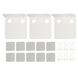 3 PCS Small Security Cameras Wall Shelf with 6 Cable Clips 10PCS Tapes Acrylic Waterproof Drill Free Adhesive Floating Shelf for Speakers White