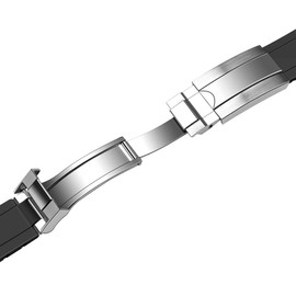 Kai Tian Tapered 22mm Silicone Curved Watch Strap, Curved End Rubber Black Watch Band Replacement, for Men Women with Classic Diving Buckle