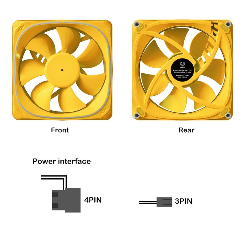Vetroo DF120 3 Pack Case Fans, 120mm LED Lighting PC