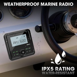 DOVOX Bluetooth Boat Radio Receiver: Marine Gauge Stereo for Boat - 2.8 Inch LCD Display AM FM USB AUX Subwoofer for Golf Cart ATV UTV SXS Yacht